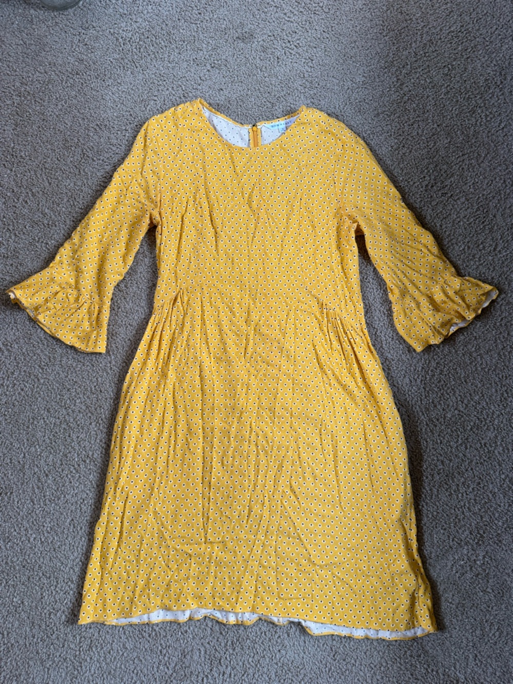 DownEast Yellow Floral Dot Midi Dress